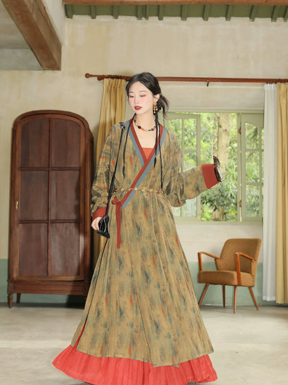 Oil Painting 油彩 - Song Dynasty Hanfu Straight Robe for Spring & Autumn (Preorder)