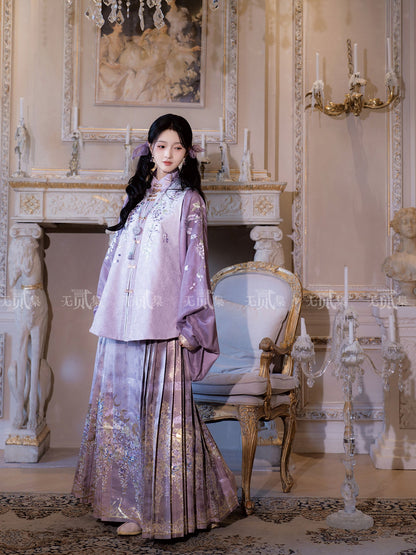 Ming Dynasty Violet Bijia & Mamianqun Hanfu Set | Vines 藤萝有期