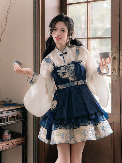 New Chinese Style Pipa Sleeve Top and Fluffy Dress - Bogu Sheep 博古咩咩