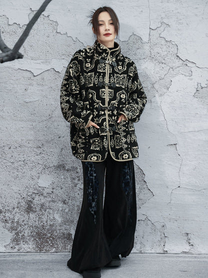 New Chinese Style Ancient Printed Pattern Coat - Yihan 屹寒