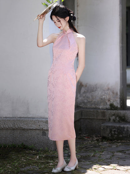 Sleeveless Halter Neck Midi Cheongsam | Summer