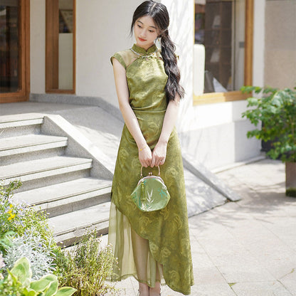 Sleeveless A Line Long Cheongsam | Jade Mountain