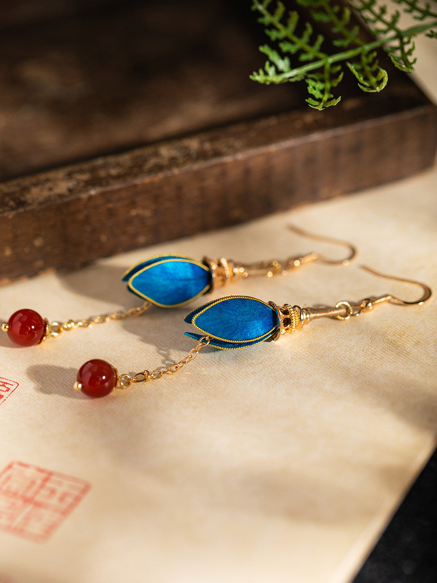 Twilight Clouds Velvet Flower Earrings | Hanfu Jewelry