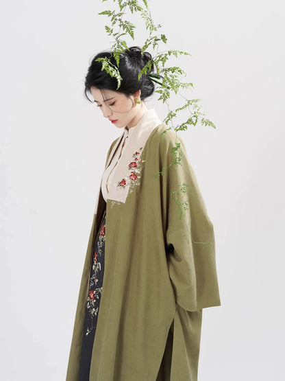 Song Dynasty Modern Hanfu Set with Long Sleeve Top and Spiral Skirt - Spring Realm 人间景 (Preorder)