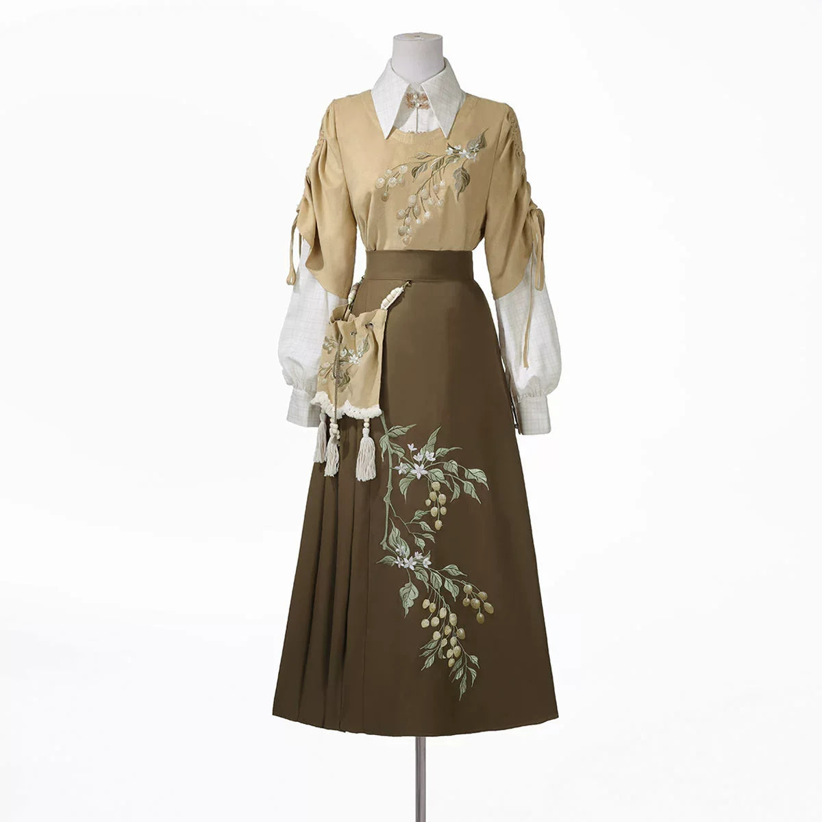 Hazelnut Milk Tea - Modern Hanfu Blouse and Skirt Outfit