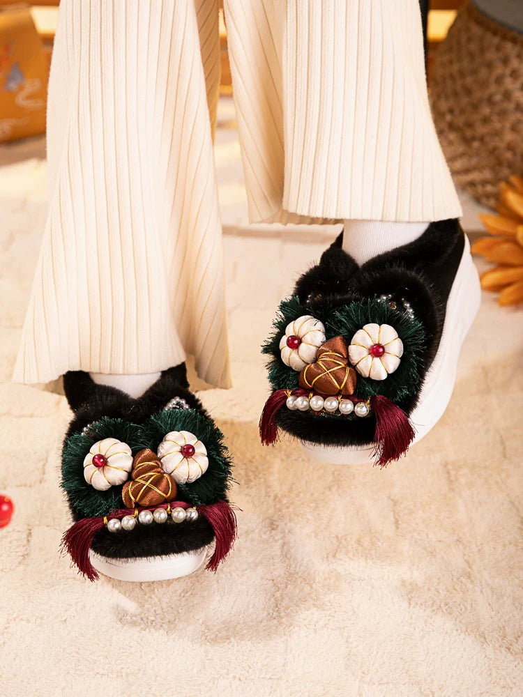Julia - Traditional Chinese Lion Furry Shoes