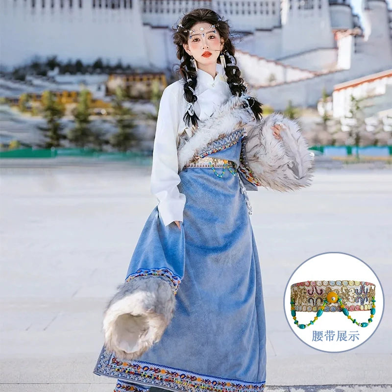 Soul of the Plateau - Spring Tibetan Embroidered Robe Ethnic Style Photography Outfit