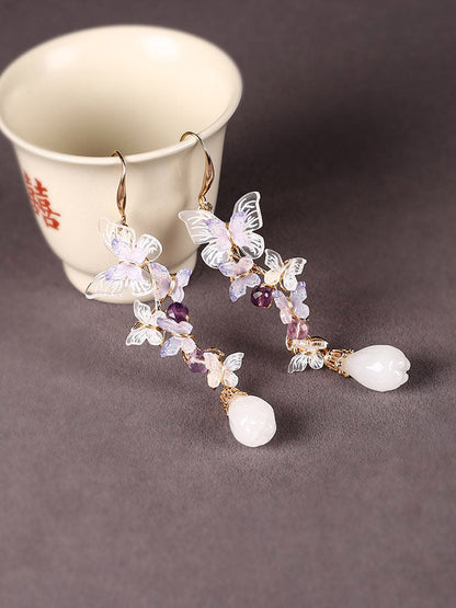 Amethyst Butterfly Drop Earrings | Cheongsam Jewelry