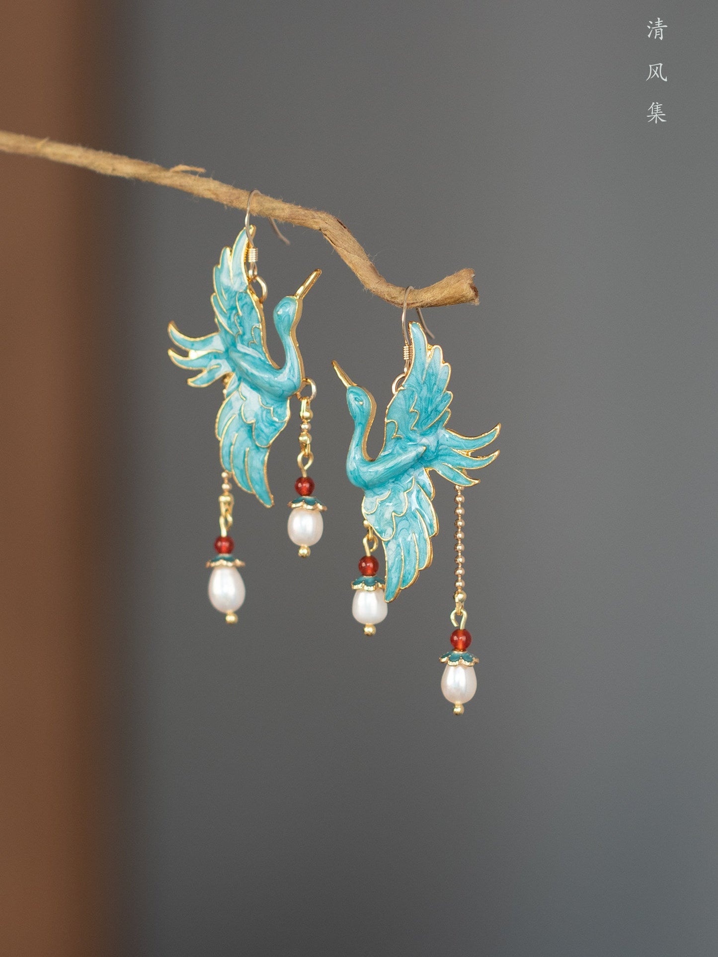 Crane Pearls Antique Earrings | Hanfu Jewelry