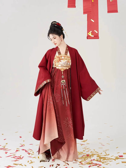 Modern Tang Dynasty Hanfu Slip Dress Set - Flower Flames 花焰 (Preorder)