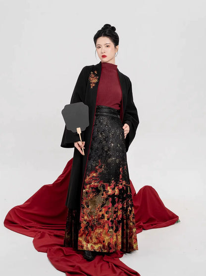 Chinese Long Sleeve Shirt & Mamian Skirt Outfit | Chiyan 赤炎