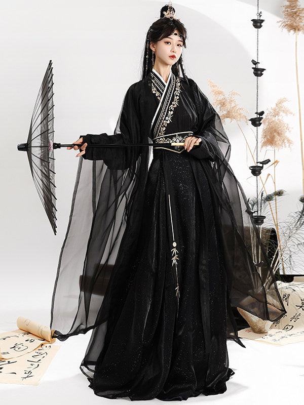 Wei Jin Dynasty Men and Women Qiyao Ruqun Hanfu | Starry Night 暗夜星辰