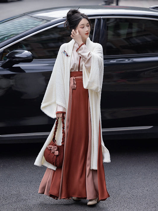 Song Dynasty Modern Hanfu Changgan Temple Beizi and Wrap Skirt - Lady Yu 虞美人 (Preorder)
