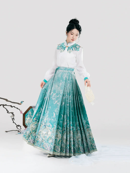 Chinese Long Sleeve Shirt & Mamian Skirt Outfit | Oceania 蜉蝣