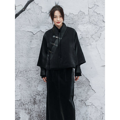 New Chinese Martial Arts Style Pleated Short Coat