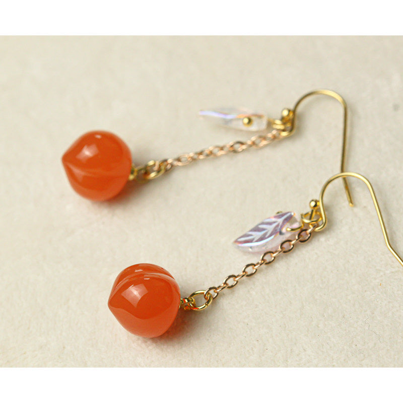 Peach Resin Earrings | Hanfu Jewelry