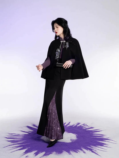 New Chinese Style Women Cape Coat, Knit Top & Three Pleat Skirt - Oriental Witch 东方魔女 (Preorder)