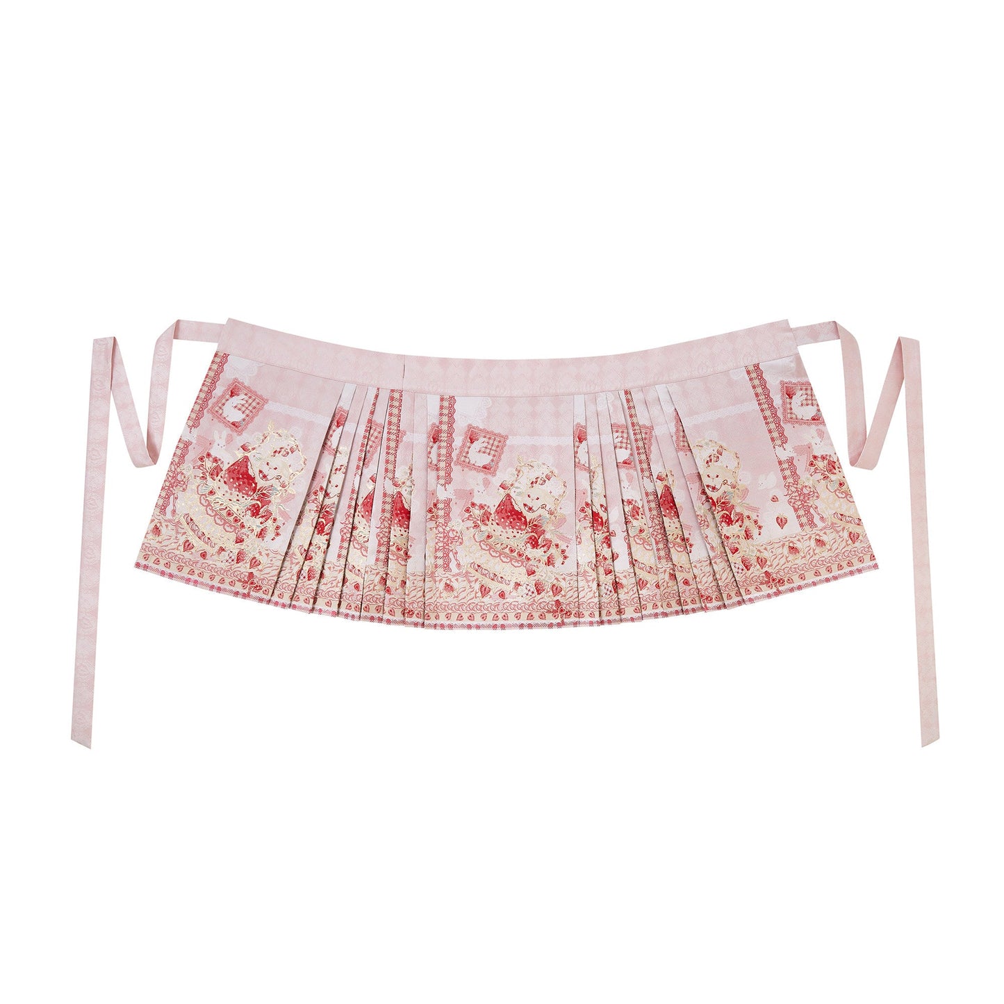 Ming Dynasty Modern Hanfu Cute Knit Top and Mini Mamianqun - Strawberry Cake 草莓千层酥