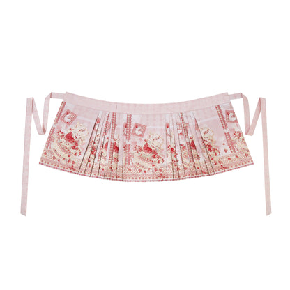 Ming Dynasty Modern Hanfu Cute Knit Top and Mini Mamianqun - Strawberry Cake 草莓千层酥