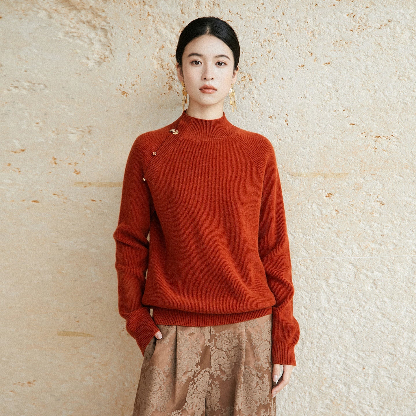 New Chinese Style Wool Knitted Sweater - Wanyu 绾玉