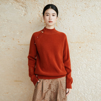 New Chinese Style Wool Knitted Sweater - Wanyu 绾玉