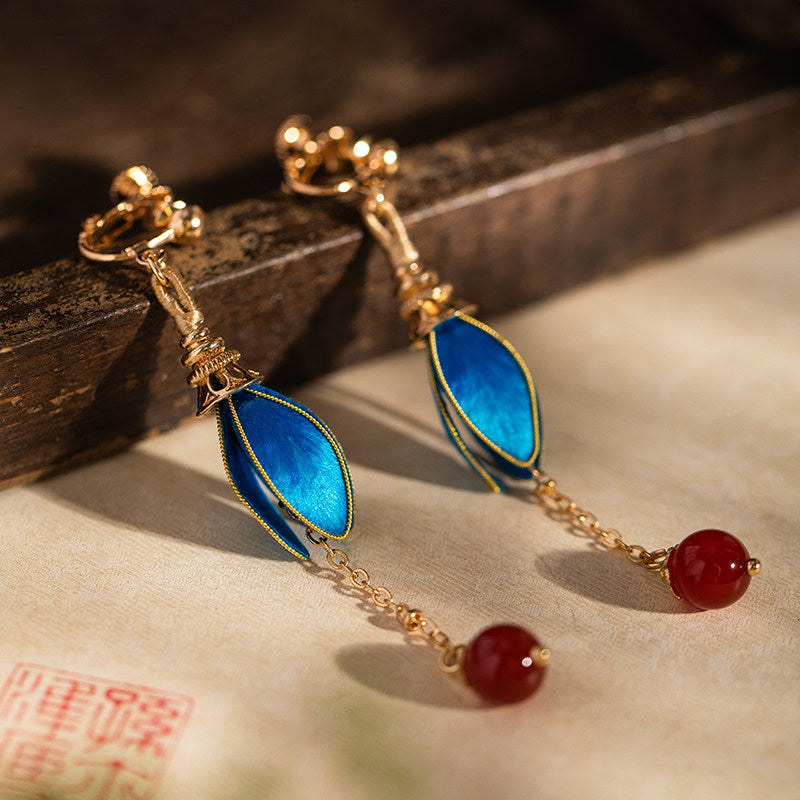 Twilight Clouds Velvet Flower Earrings | Hanfu Jewelry