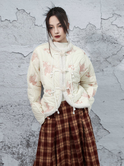 New Chinese Style Koi Embroidered Crop Jacket - Chi Mengli 池梦鲤