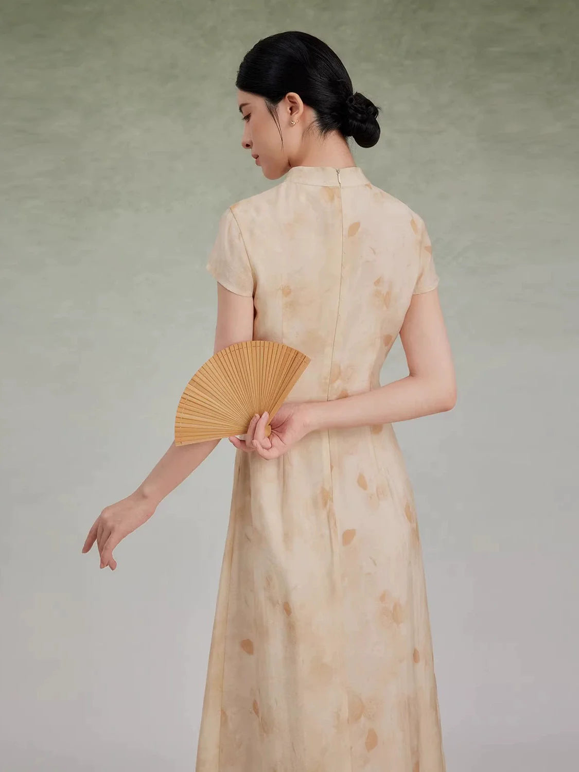 New Chinese Style Short Sleeve Asymmetrical Qipao Maxi Dress - Wantingzhou 琬亭洲 (Preorder)