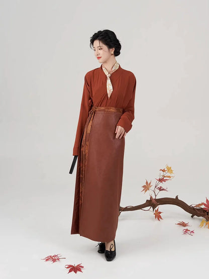 Song Dynasty Modern Hanfu Set with Winged Sleeve Top and Spiral Skirt - Jinruan 尽染 (Preorder)
