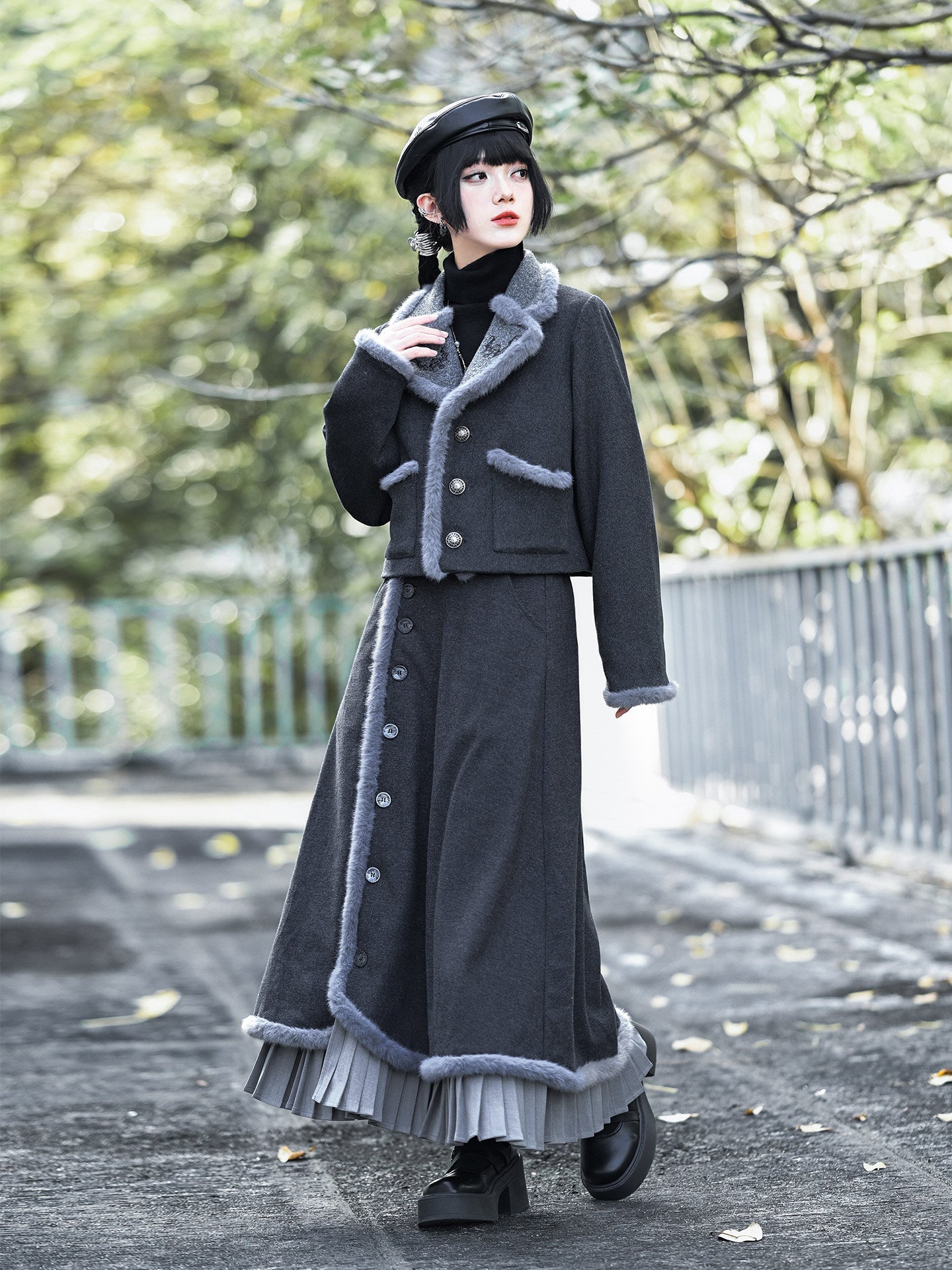 New Chinese Style Vintage Embroidered Wool Short Jacket - Lucky Bat 福蝠