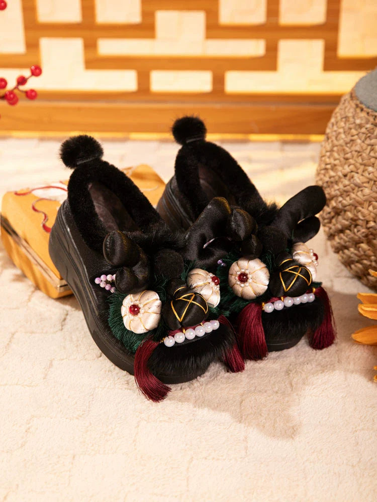 Hailey - Traditional Chinese Lion Furry Shoes