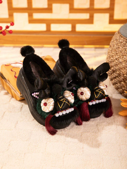 Hailey - Traditional Chinese Lion Furry Shoes