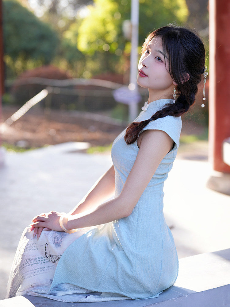 Short Sleeve A Line Long Cheongsam | Unknown Spring