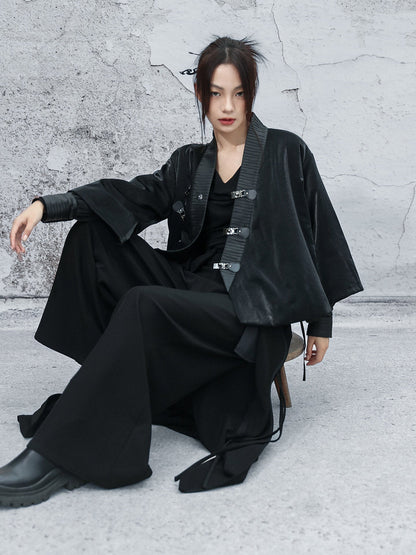 New Chinese Martial Arts Style Pleated Short Coat