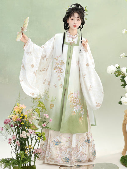 Ming Dynasty Square Collar Vest & Printed Mamian Skirt | Paper Kite 纸鸢