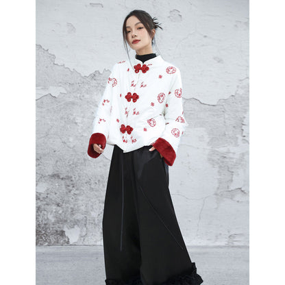 New Chinese Style Embroidered Padded Jacket