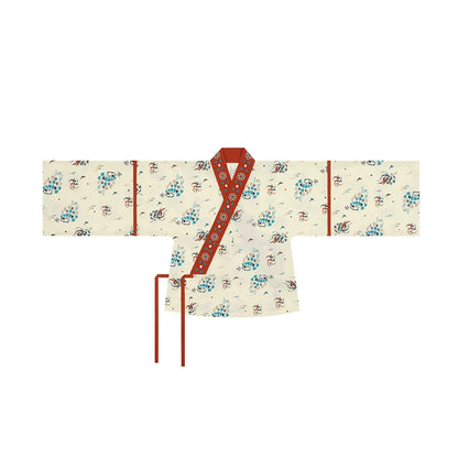 Jin Dynasty Dunhuang Style Women Hanfu Cross Collar Top, Curved Collar Top & Wide Leg Pants - Wall View 壁相观 (Preorder)