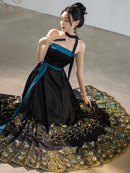 Ming Dynasty Modern Hanfu Bustier and Mamianqun - Phoenix Feather 凤翎羽