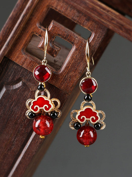 Auspicious Ruby Clouds earrings — cheongsam jewelry