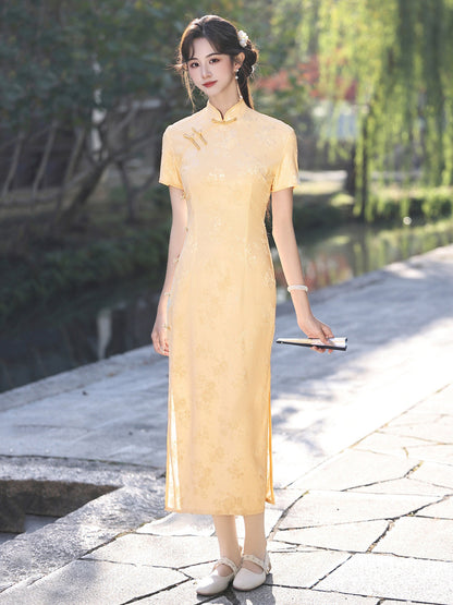 Short Sleeve Floral Midi Cheongsam | Glow