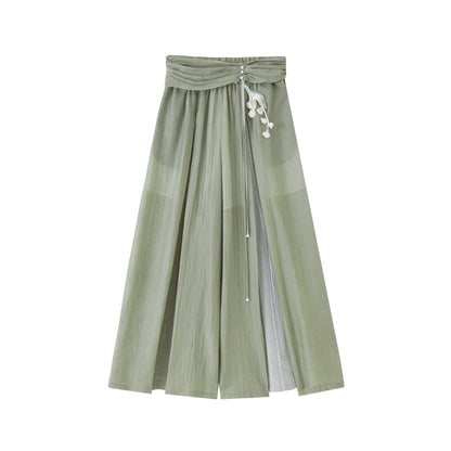 Ming Dynasty Modern Hanfu Bijia and Wide Leg Pants - Bell Whispering 铃风絮语