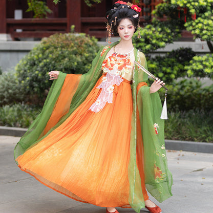Camellia | Embroidered Hezi Dress with Wide Sleeve Jacket