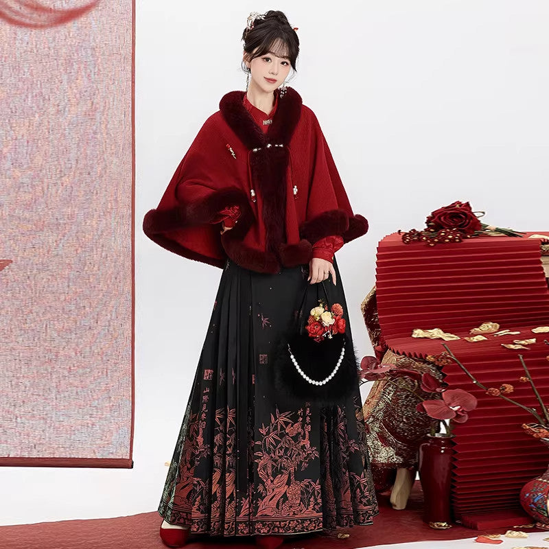 Mystical | Modern Ming Dynasty Cloak and Mamianqun Skirt Hanfu Set