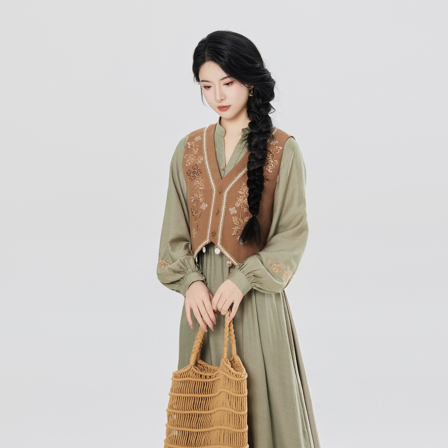 Senwu | New Chinese Style Vest and Dress Set