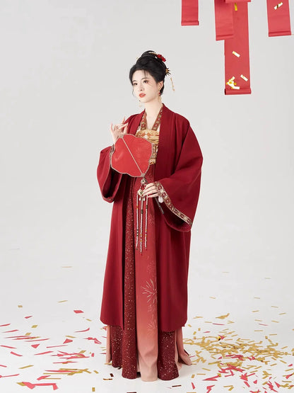 Modern Tang Dynasty Hanfu Slip Dress Set - Flower Flames 花焰 (Preorder)