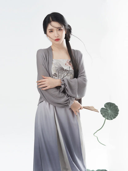 Modern Tang Dynasty Hanfu Slip Dress Set - Wuhefeng 芜荷风 (Preorder)