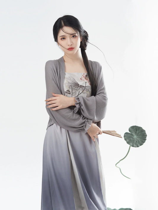 Modern Tang Dynasty Hanfu Slip Dress Set - Wuhefeng 芜荷风 (Preorder)