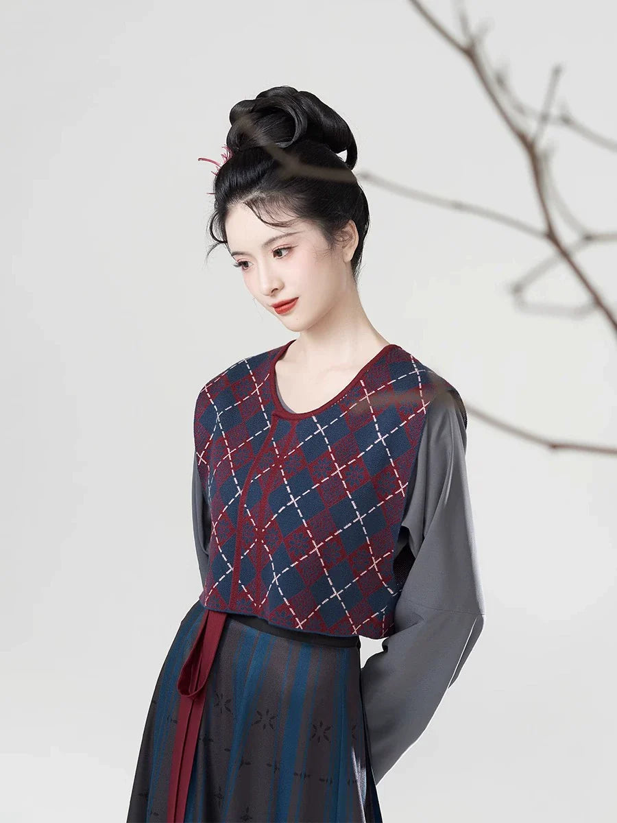 Tang Dynasty Modern Hanfu Set with Beizi Overlay & Flowing Eight-Panel Skirt - Twilight Returns 暮晚归 (Preorder)