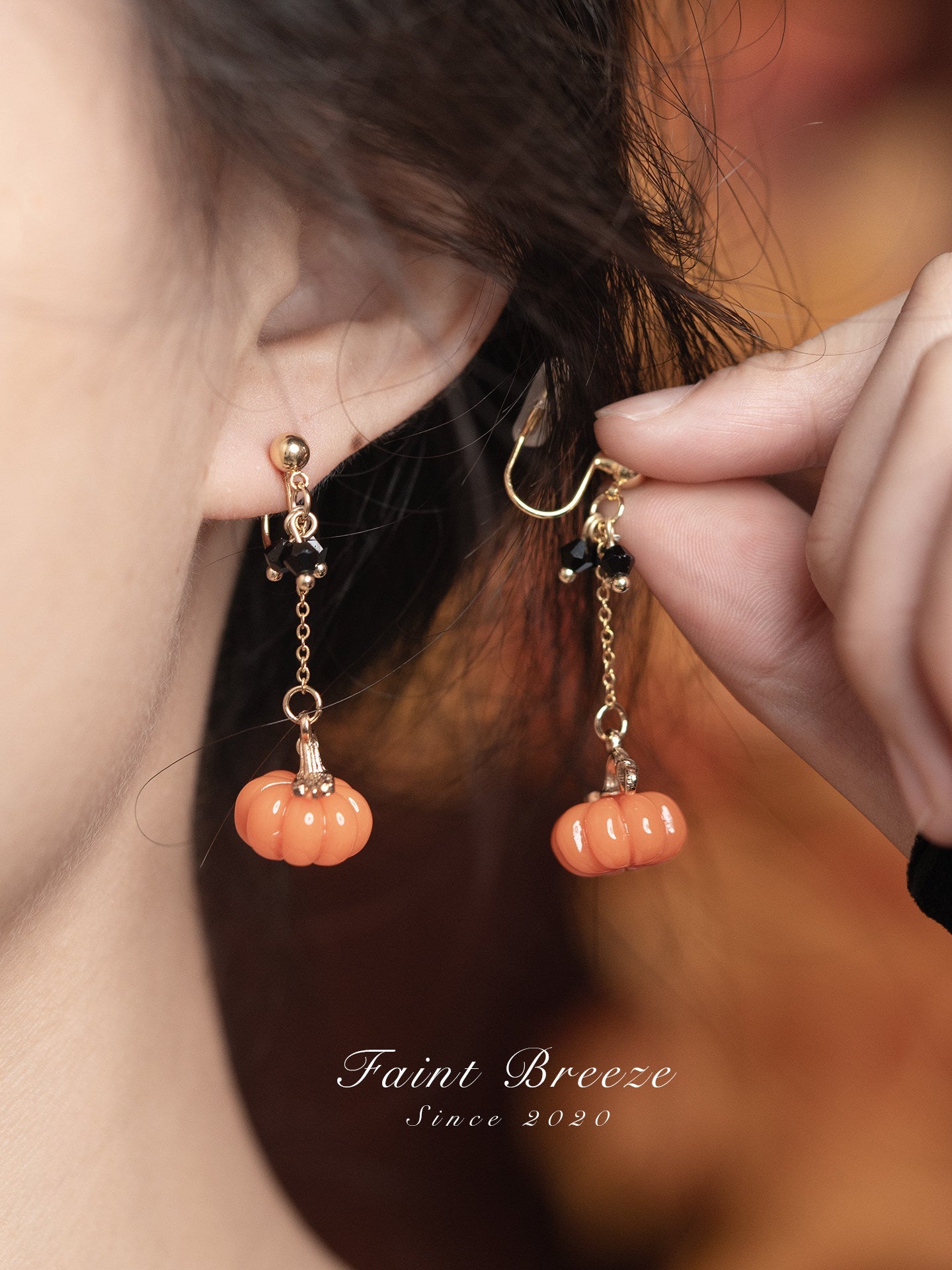 Pumpkin Lantern Stud Earrings | Hanfu Jewelry