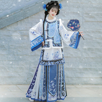 Celadon - Late Qing Dynasty Han Lady Outfit for Autumn and Winter